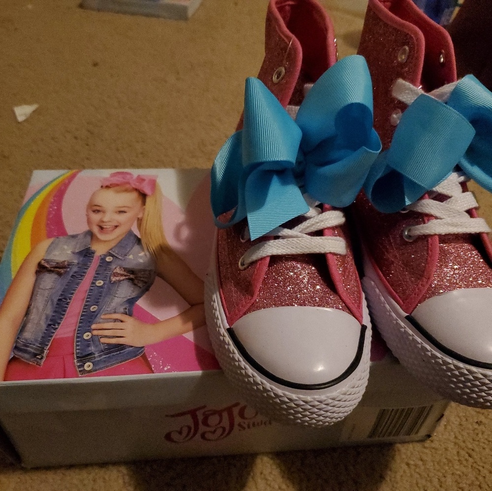 Jojo siwa pink glitter girls high tops